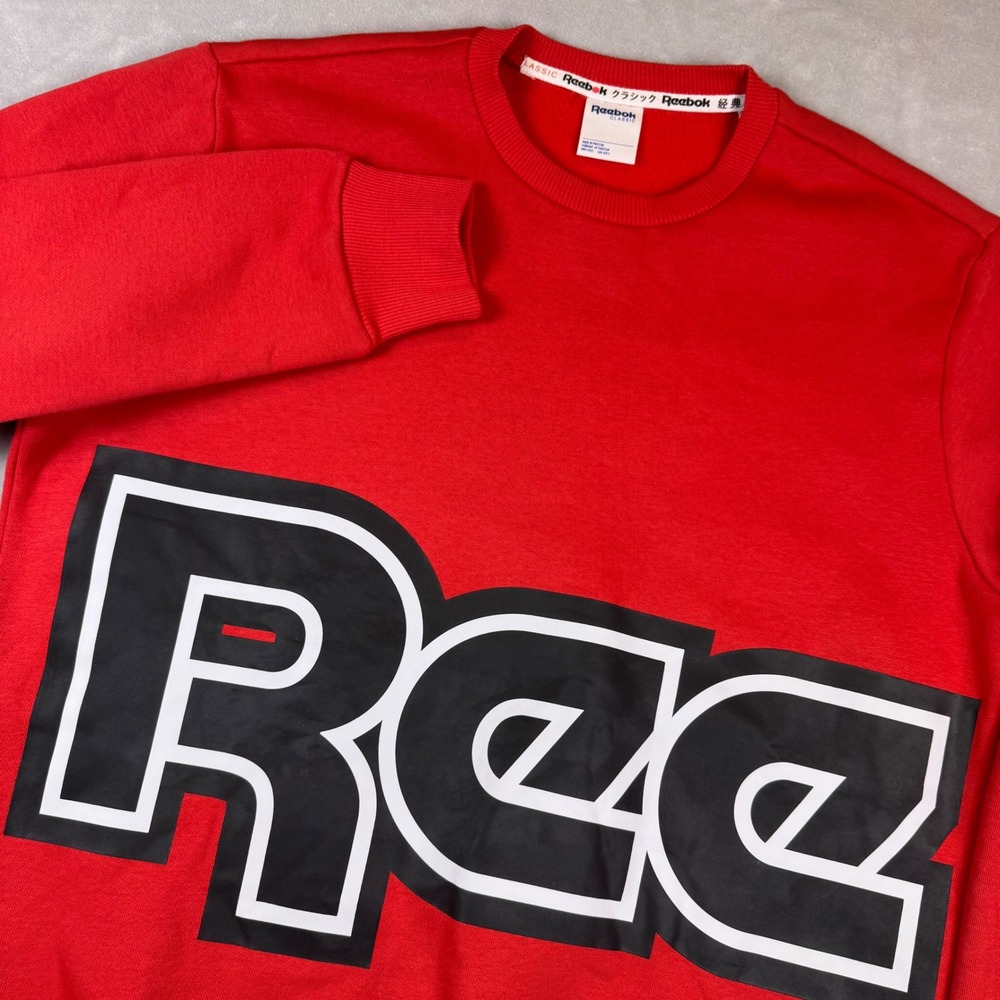 Reebok Classic Red Crewneck Sweatshirt Large Logo Spellout Men Size Large